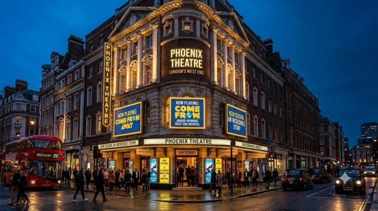 Street view of Phoenix Theatre transformed into Kit Kat Club on Charing Cross Road London