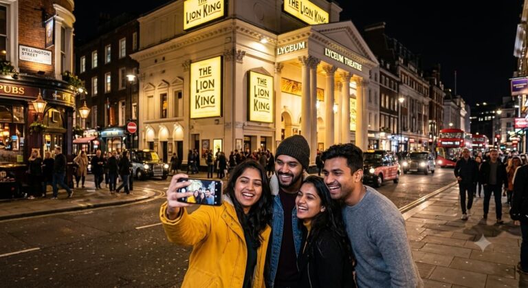 Lyceum Theatre London showing The Lion King with tourists outside on Wellington Street